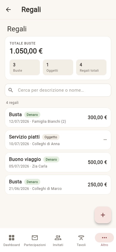 Lista dei regali sul telefono